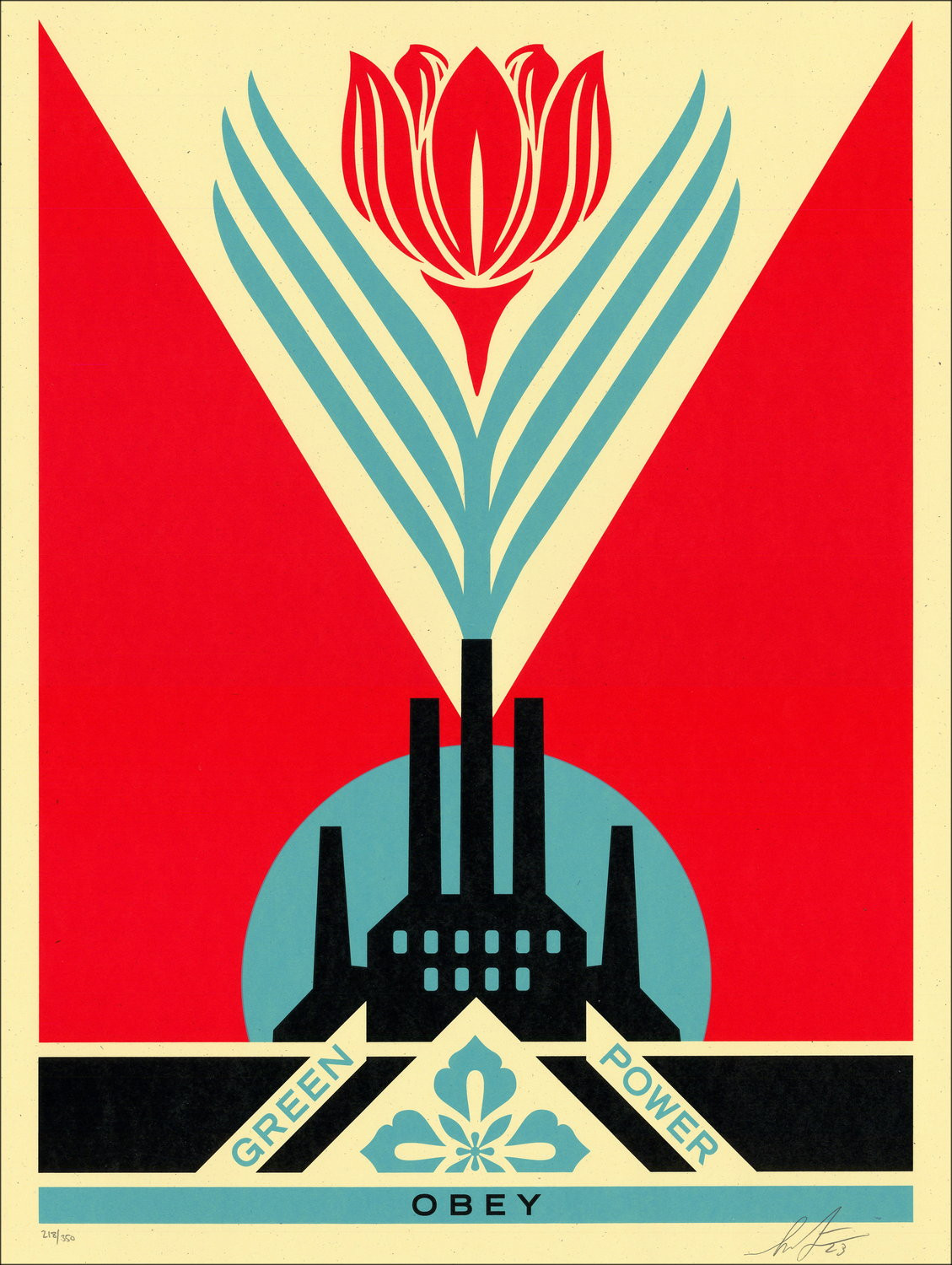 Shepard Fairy (Obey) - Groen Power Factory Red, 2023