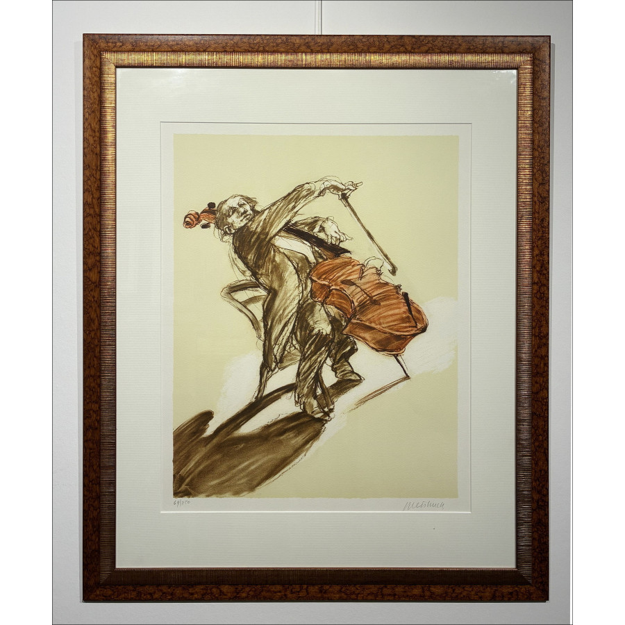 Claude Weisbuch - Litografia il violoncellist - con telaio offerto