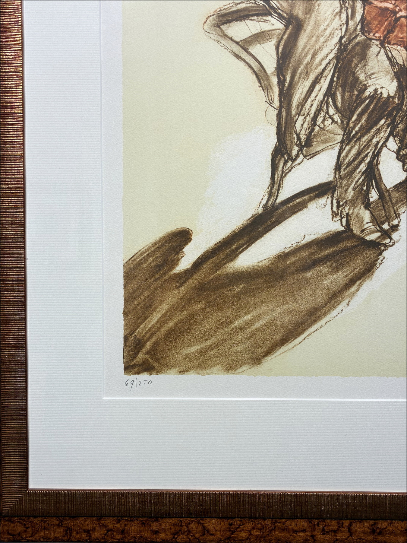 Claude Weisbuch – Lithography The cellist - With free frame