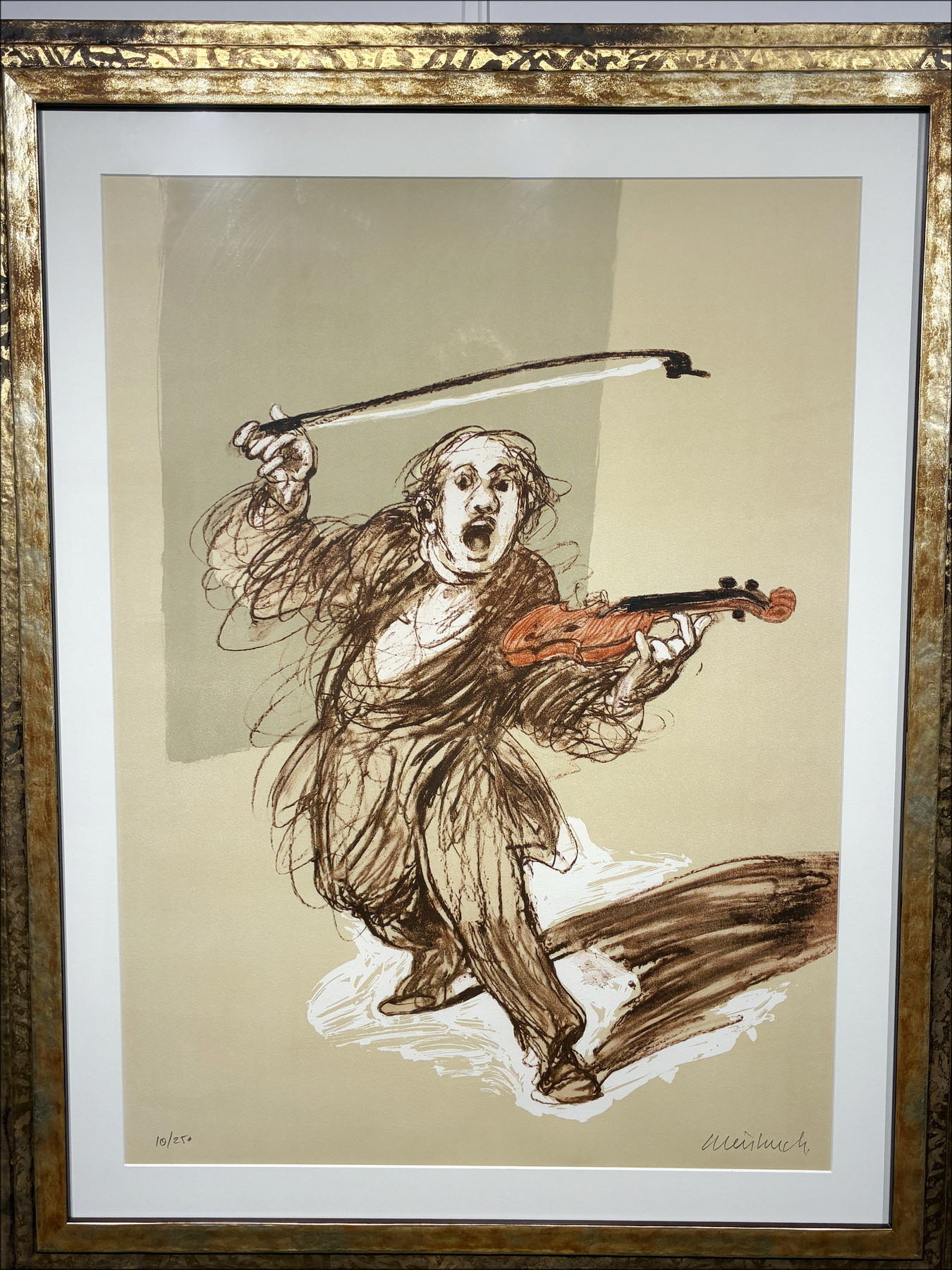 Claude Weisbuch – Lithographie Le Violoniste, 2012 - Avec cadre