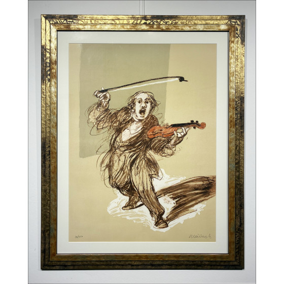 Claude Weisbuch - Lithographie der Geigerin, 2012 - mit Rahmen