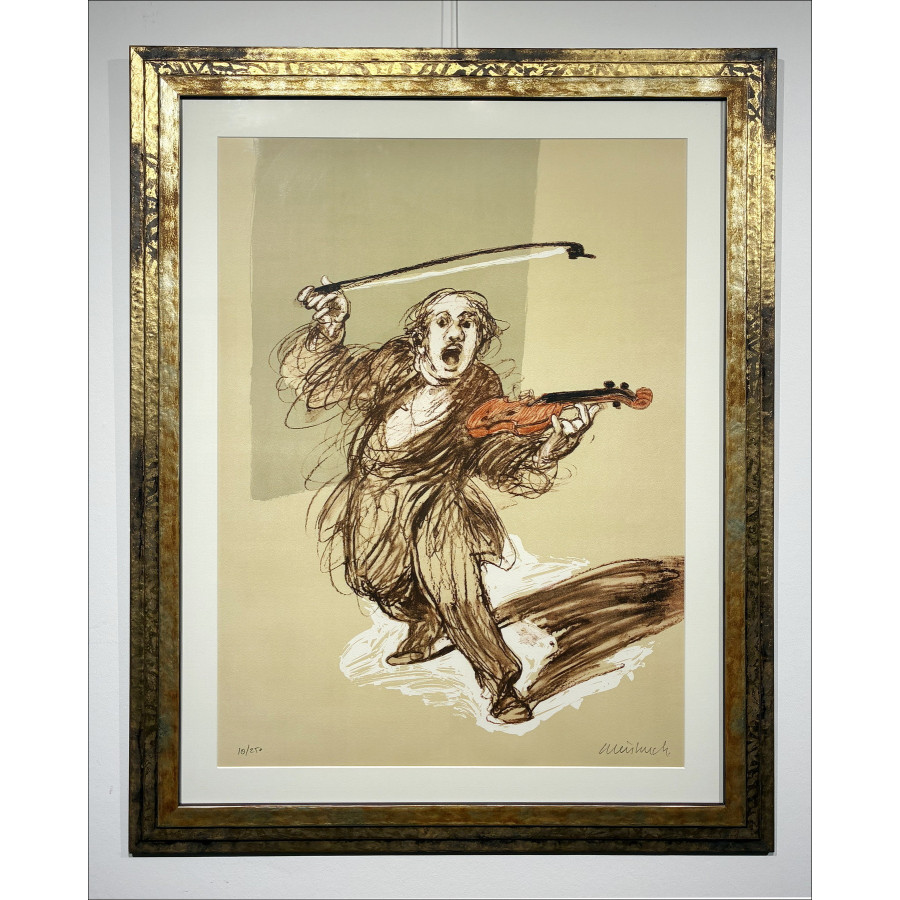 CLAUDE WEISBUCH - Litografia il violinista, 2012 - con telaio