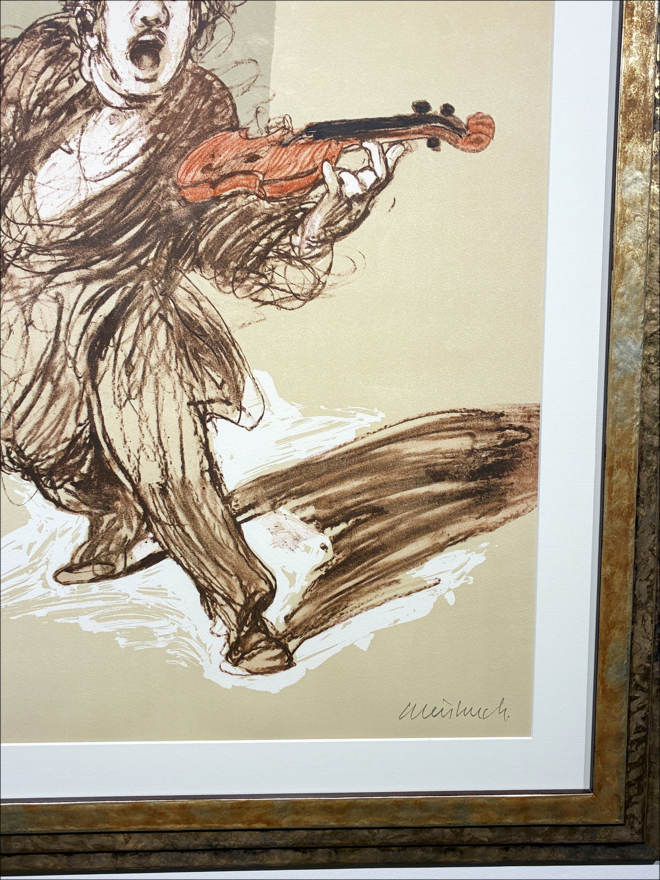 Claude Weisbuch – Lithographie Le Violoniste, 2012 - Avec cadre