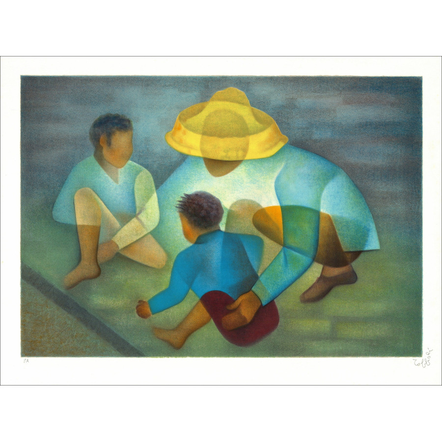 Louis Toffoli - Litografia Giochi per bambini, 1987