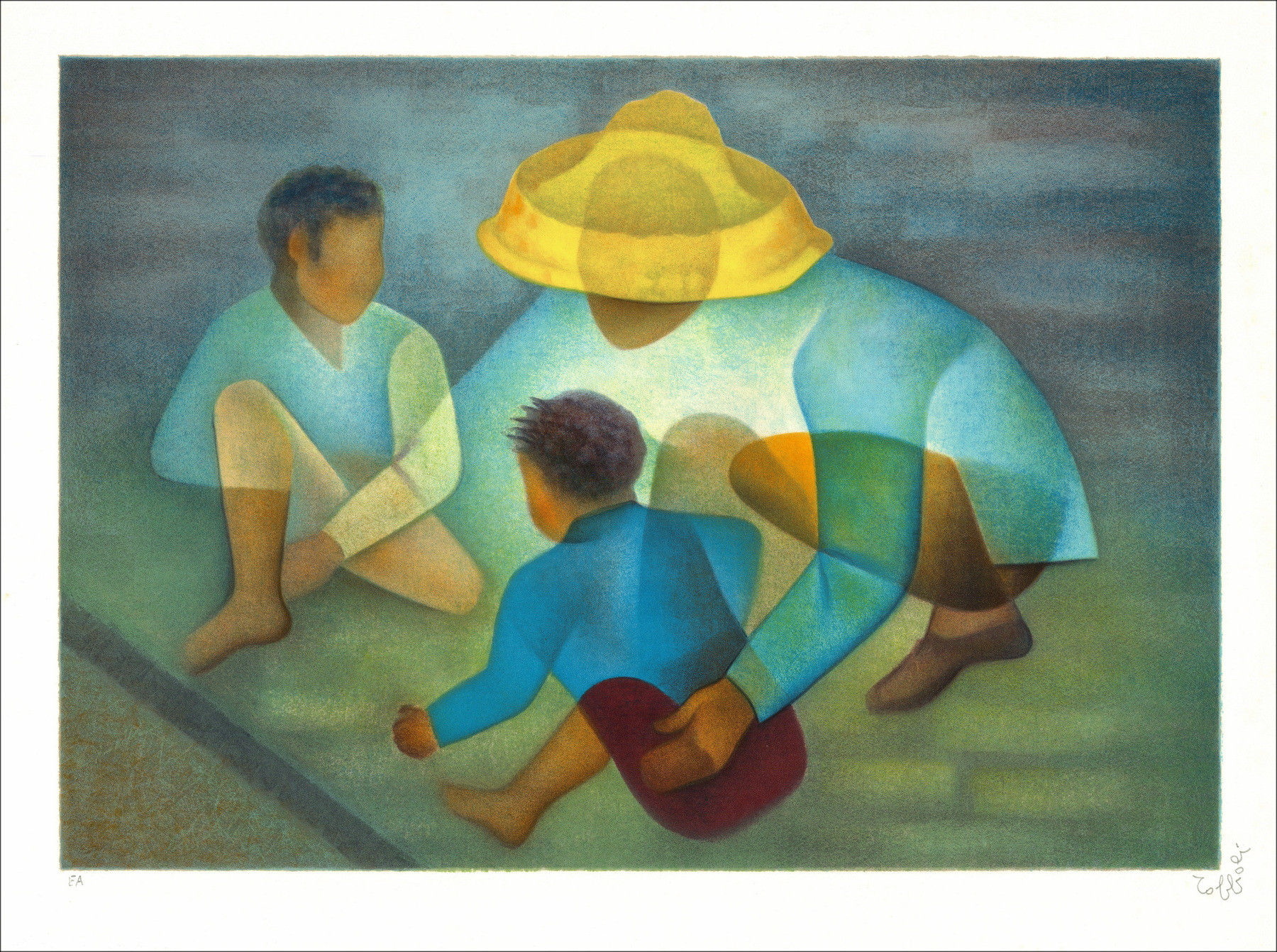 Louis Toffoli - Litografia Giochi per bambini, 1987