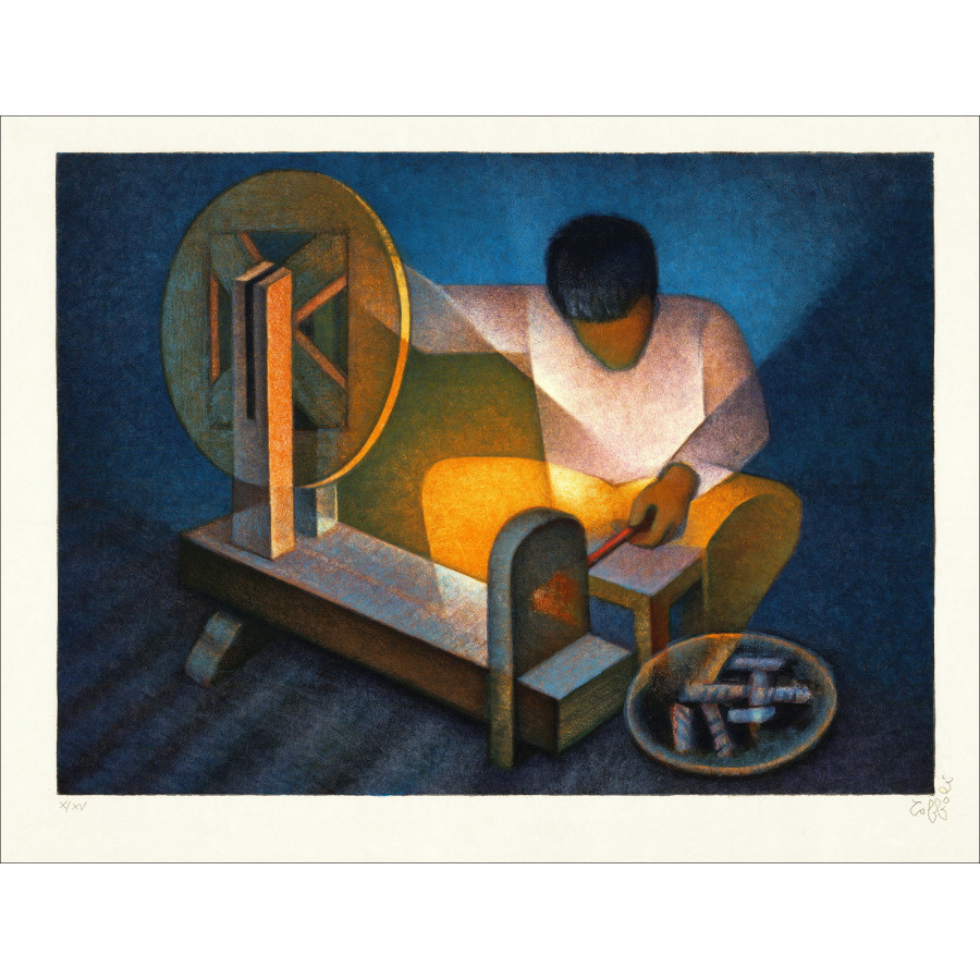 Louis Toffoli – Lithographie Le Fileur, circa 1986