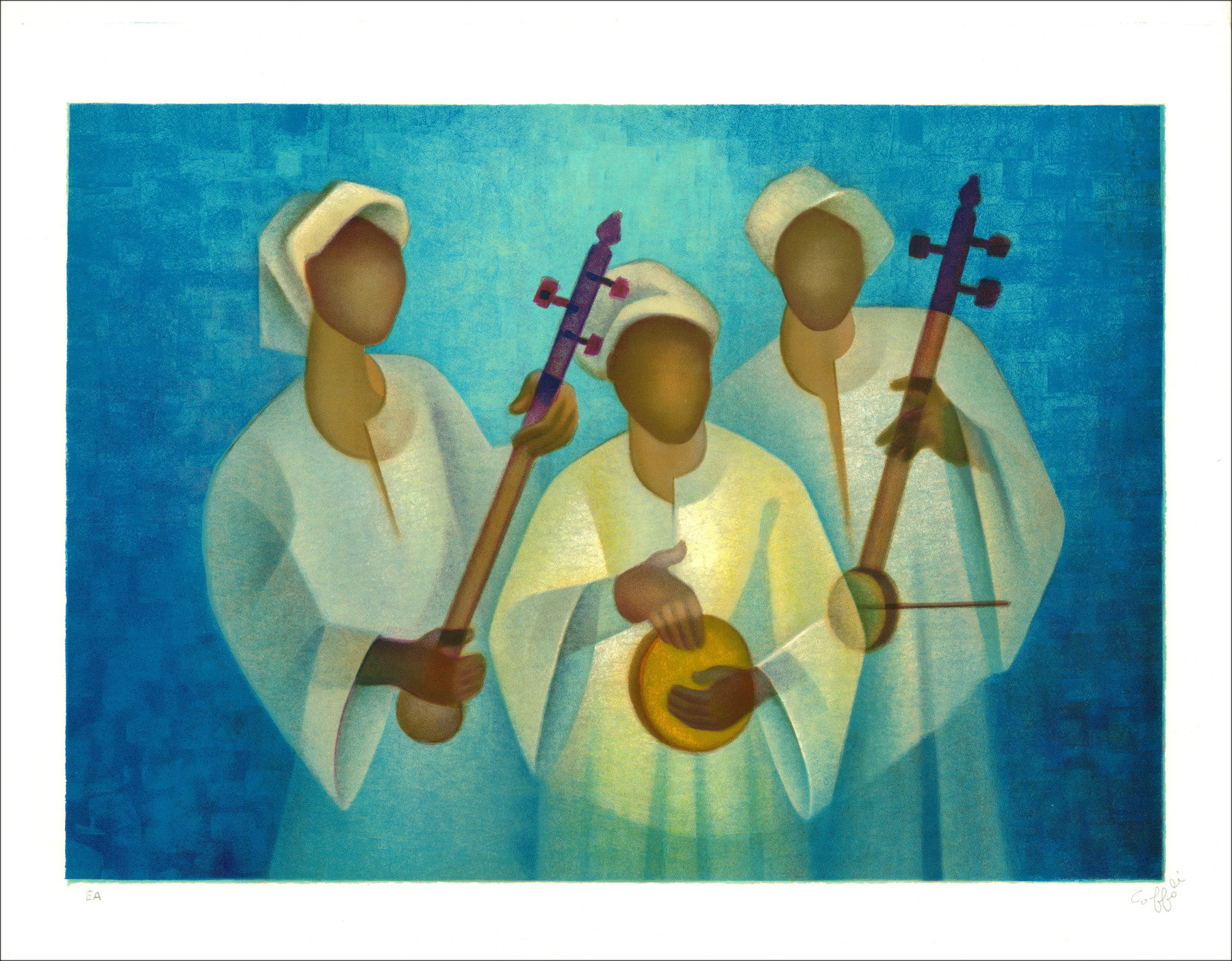 Louis Toffoli – Lithographie Le Trio du Nil, 1988
