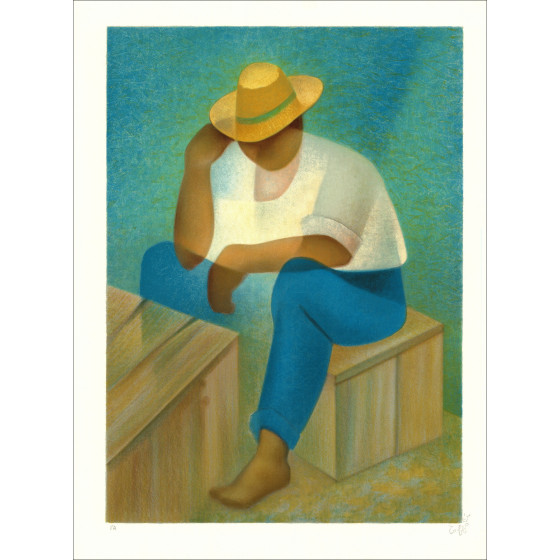 Louis Toffoli - Litografía descansa en azul, 1988
