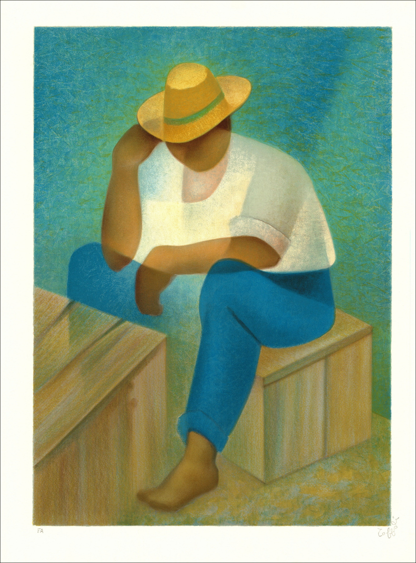 Louis Toffoli - Lithography Rest in Blue, 1988