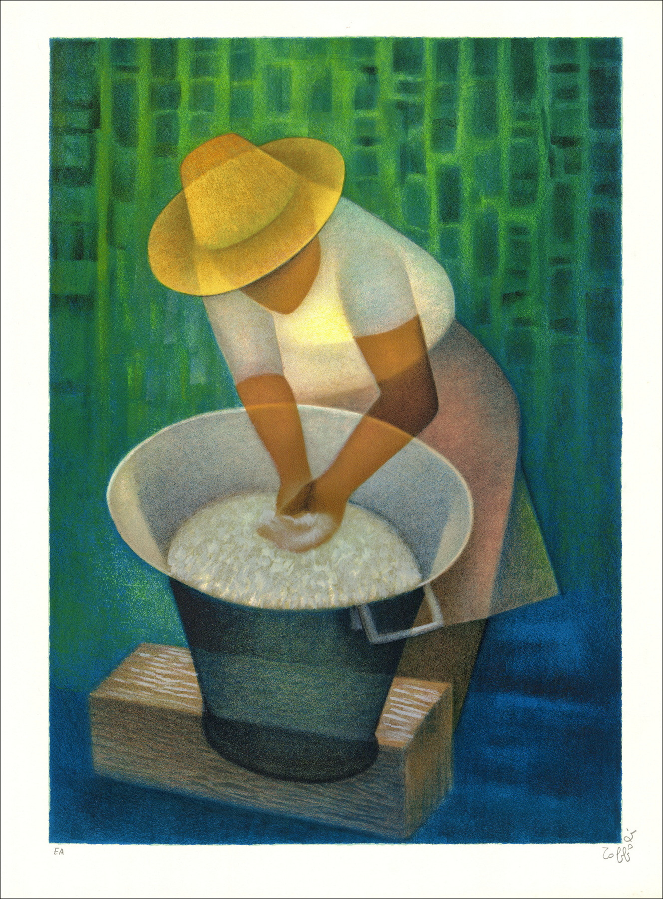 Louis Toffoli - Lithography La Lavandiere, 1987