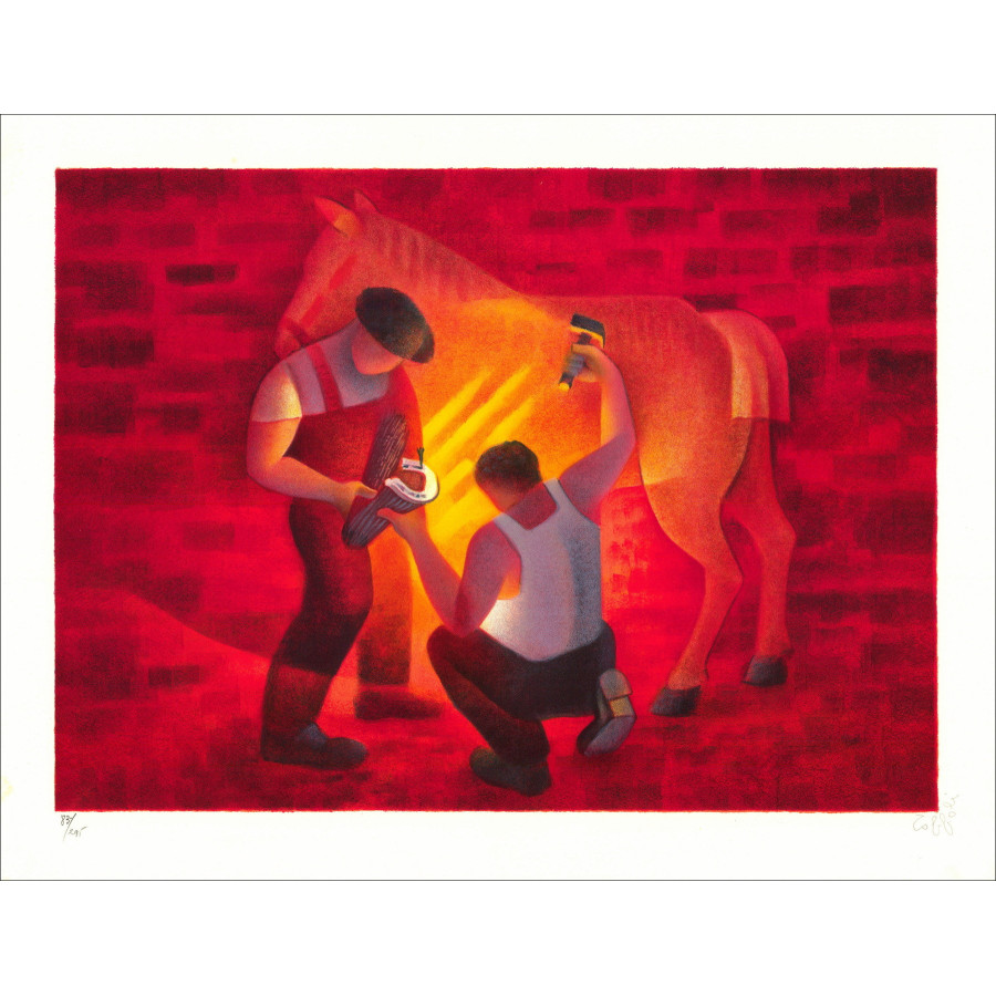 Louis Toffoli - Lithograph "The Blacksmith", 1986