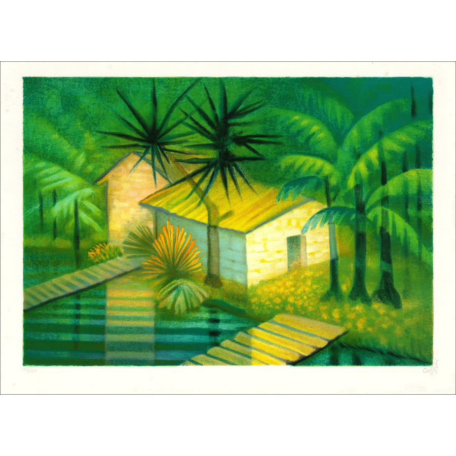 Louis Toffoli – Litografía vegetación tropical, 1983