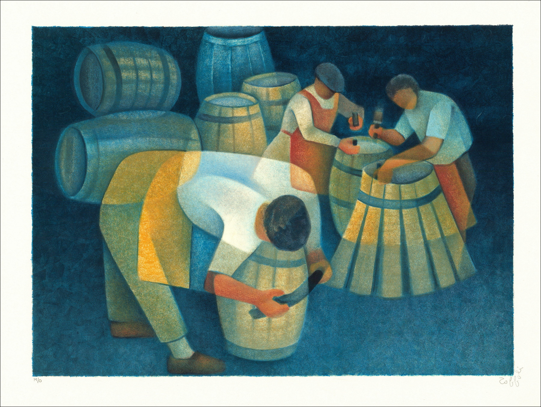 Louis Toffoli – Lithographie Les Tonneliers, 1986