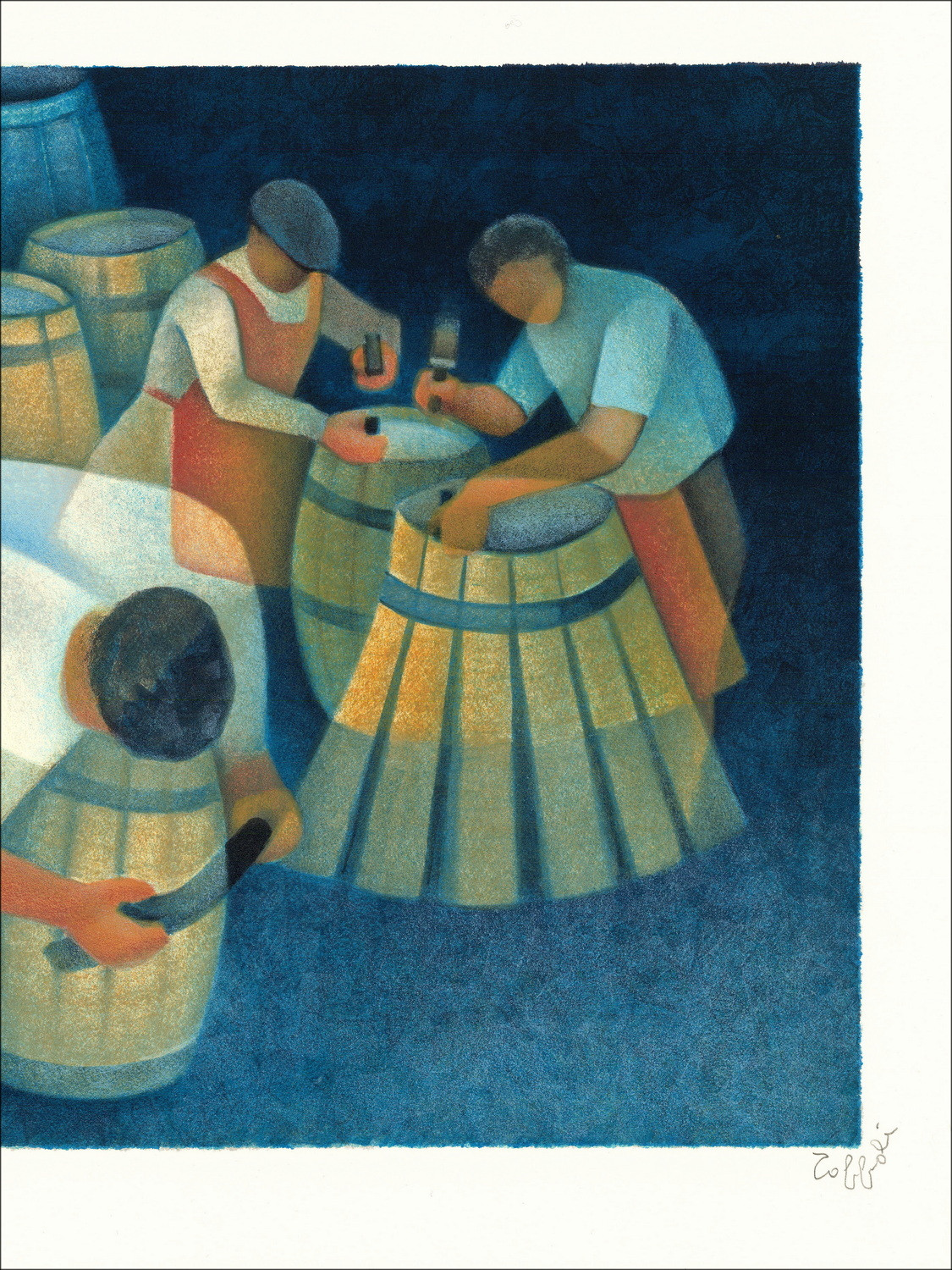 Louis Toffoli – Lithographie Les Tonneliers, 1986