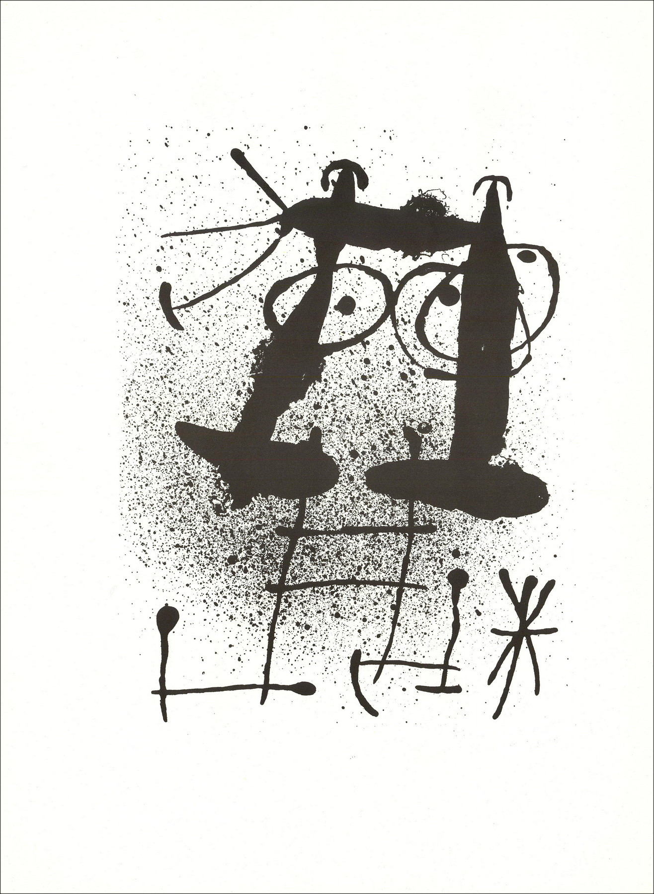 Joan Miró - Lithographiezusammensetzung in Schwarz, 1967