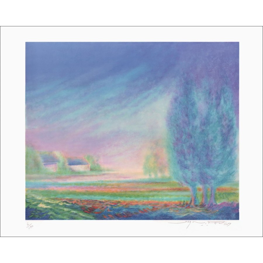 Jean FERNAND - Litografia originale "I tre faggi"