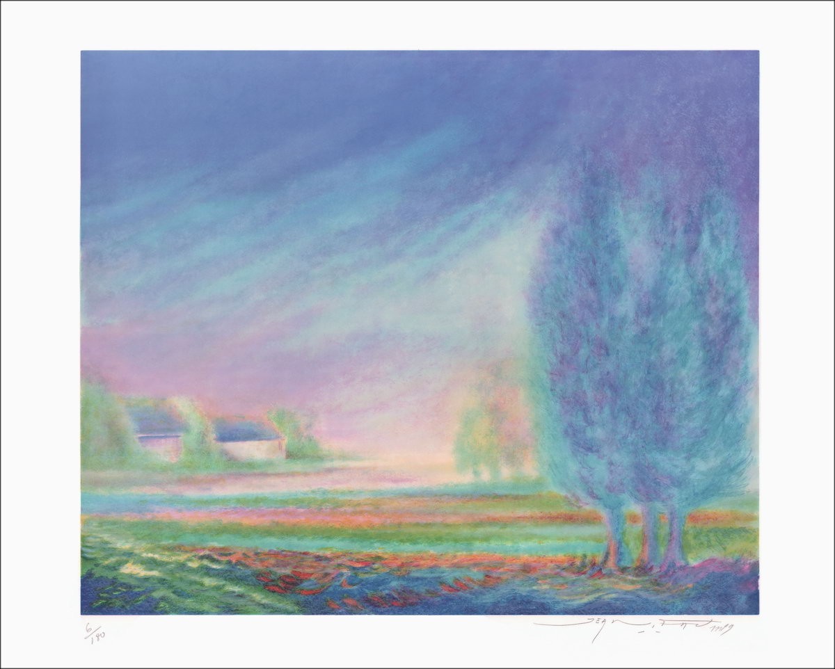 Jean FERNAND - Original Lithograph "The Three Beeches"