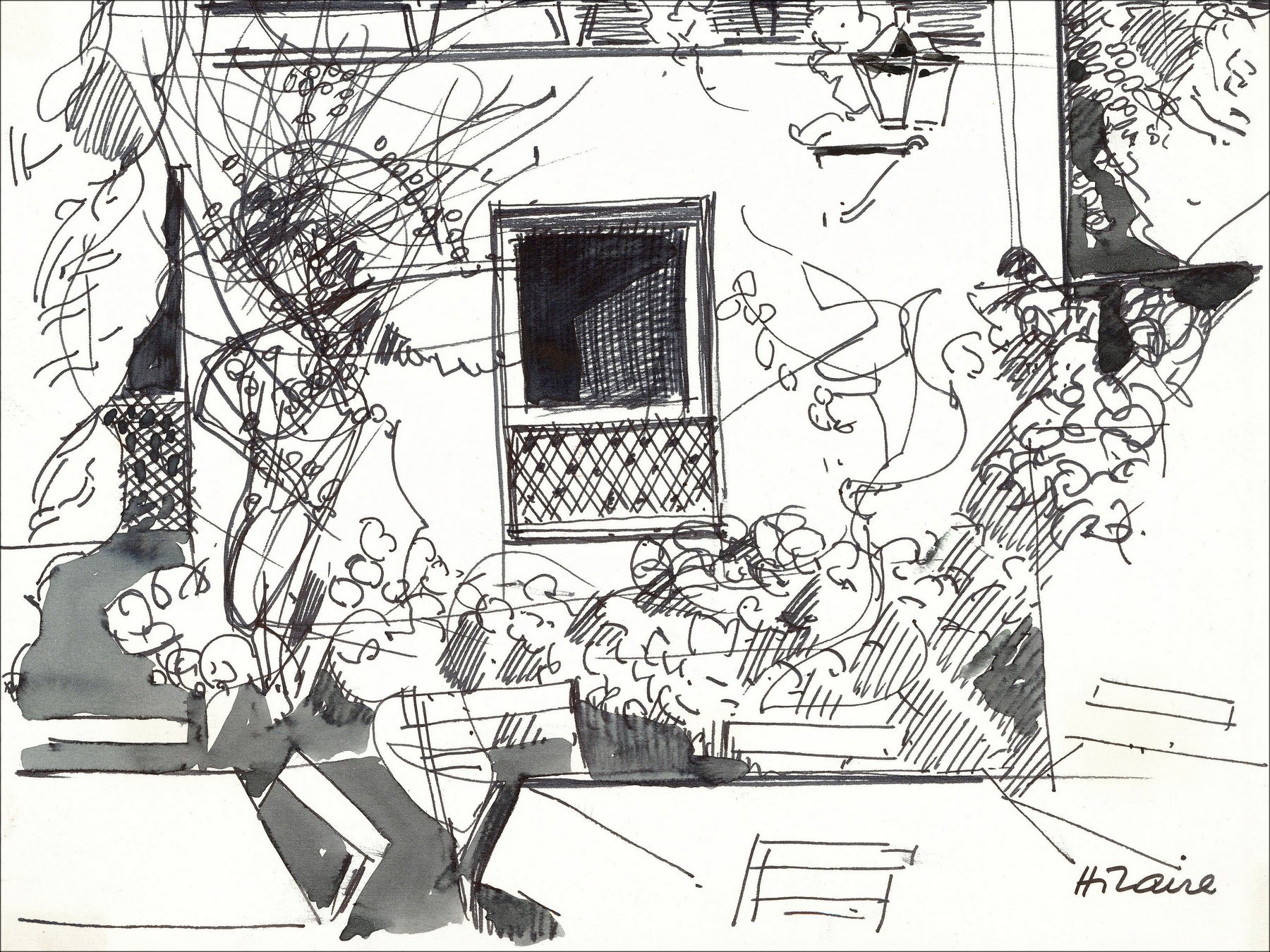 Camille Hilaire - Spanish Inn, Original Drawing