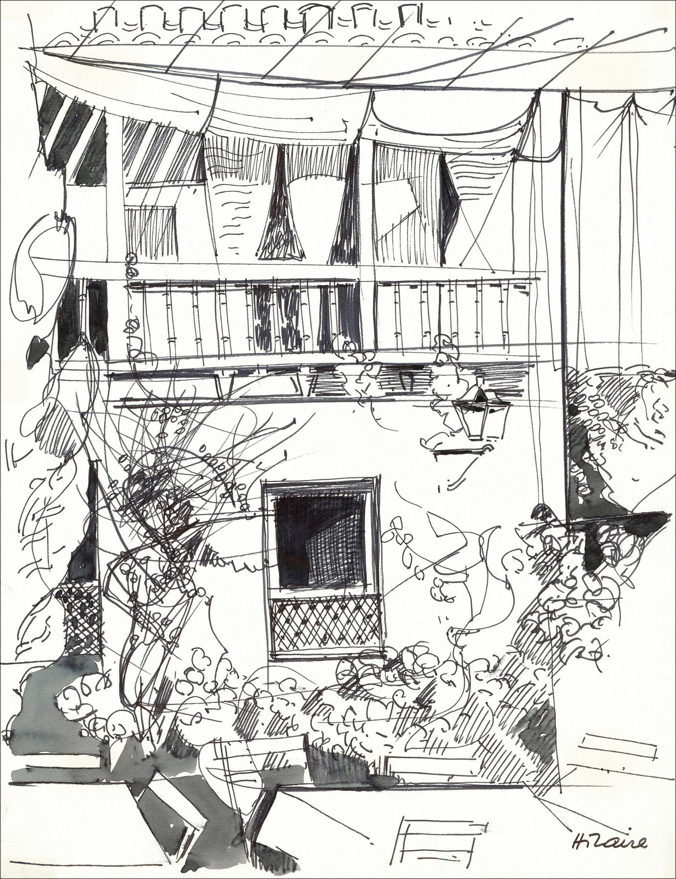 Camille Hilaire - Spanish Inn, Original Drawing