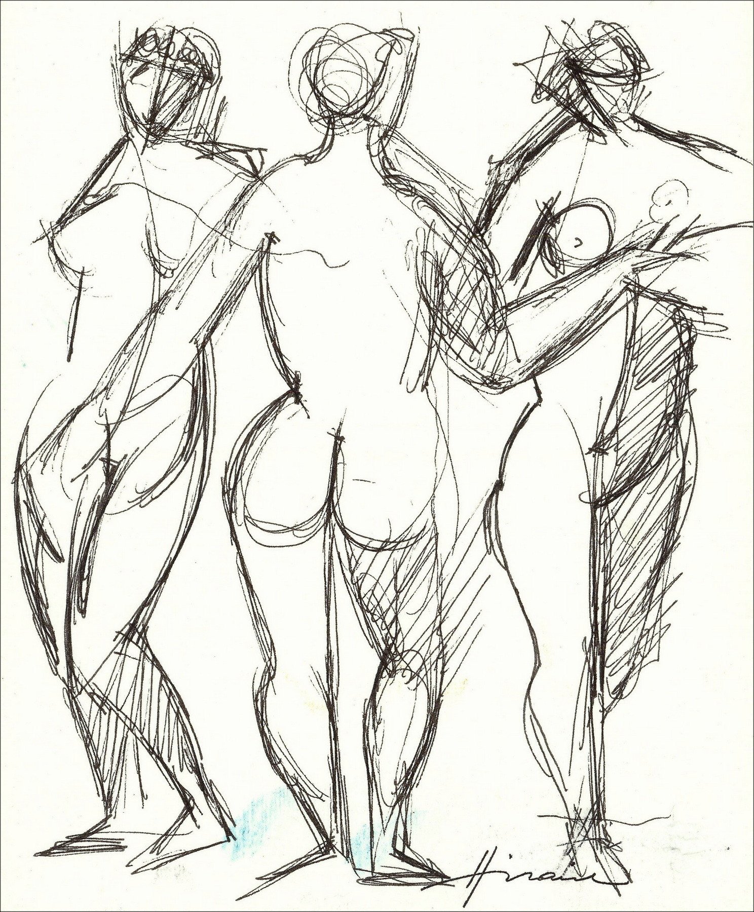 Camille Hilaire - Original drawing three graces