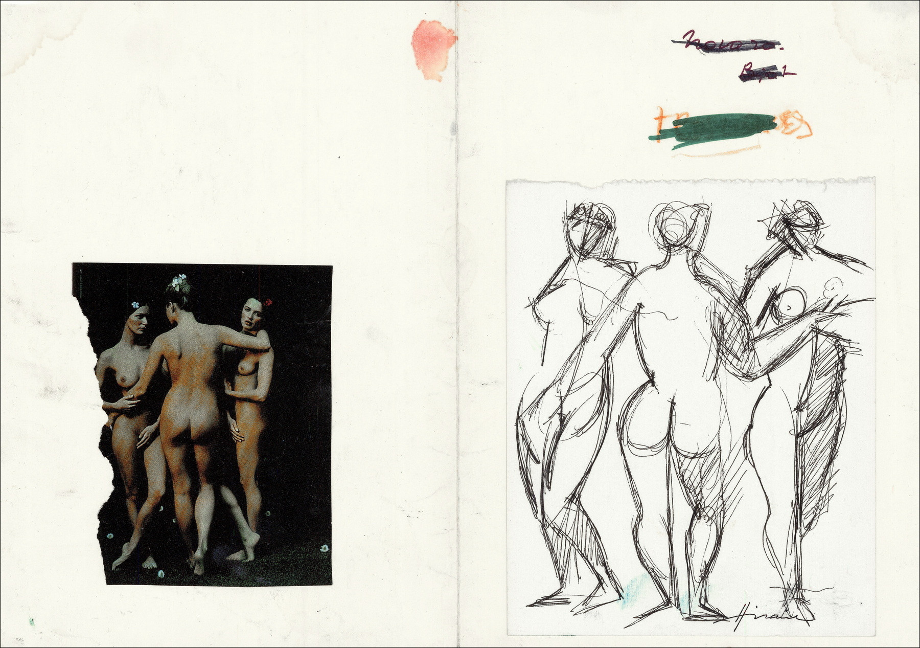 Camille Hilaire - Original drawing three graces