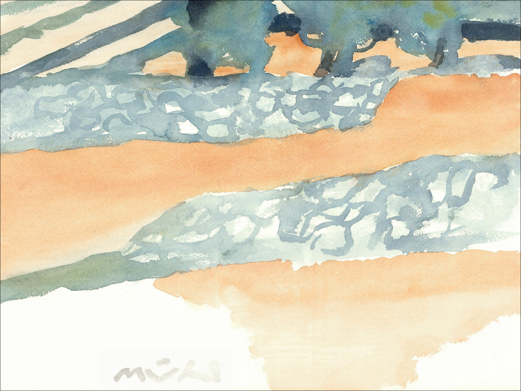 Roger Mühl – Piedras y tierras de la Provenza, acuarela original