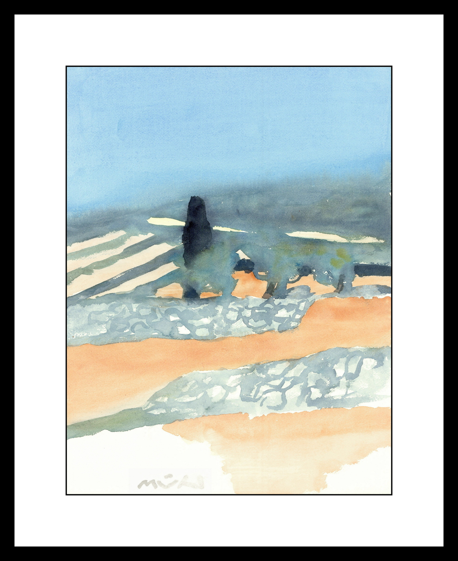 Roger Mühl – Piedras y tierras de la Provenza, acuarela original
