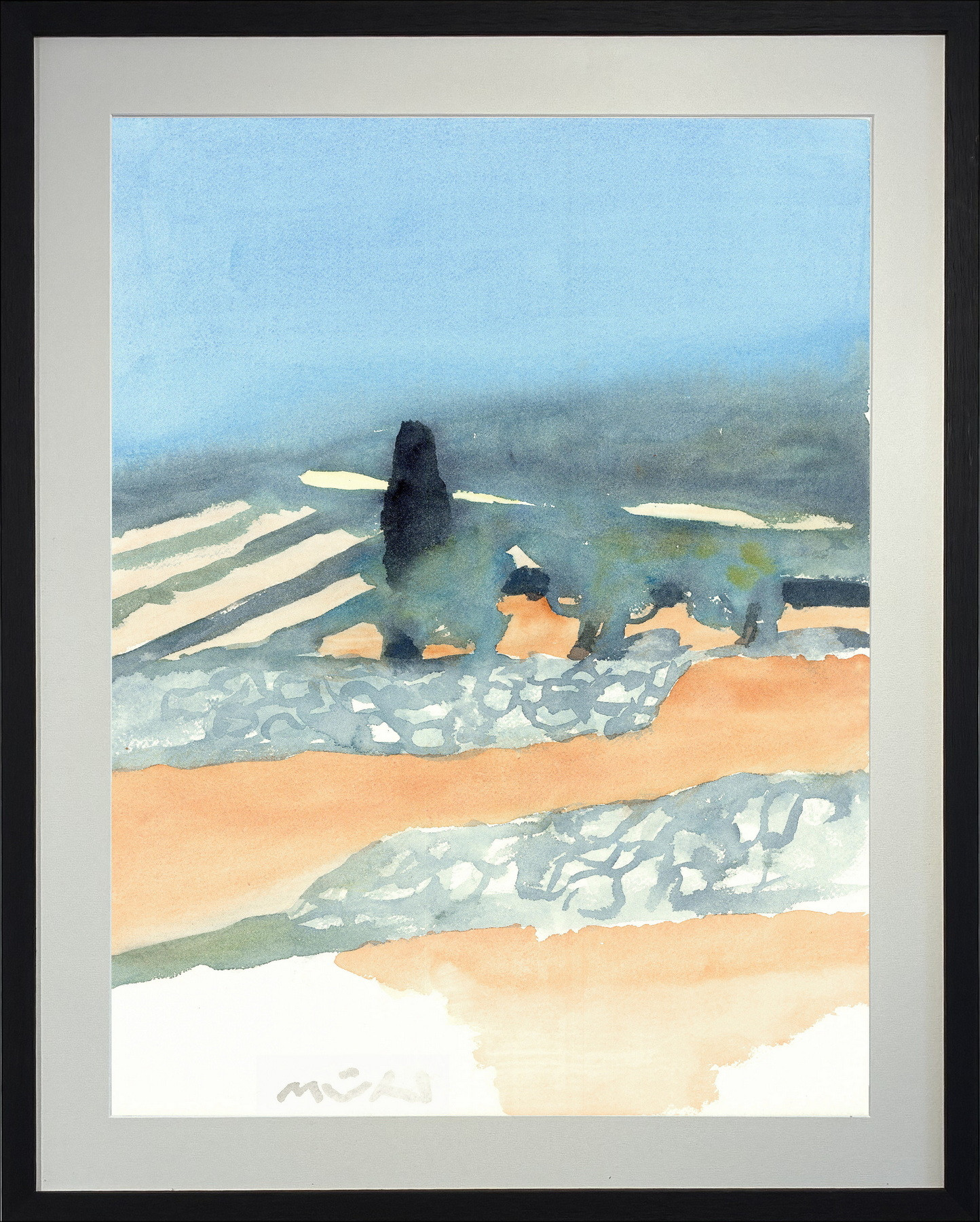 Roger Mühl – Pierres et terres de Provence, aquarelle originale