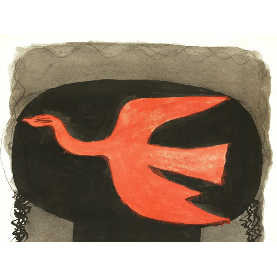 Georges Braque - Poster Uccelli rosso e nero, 1970