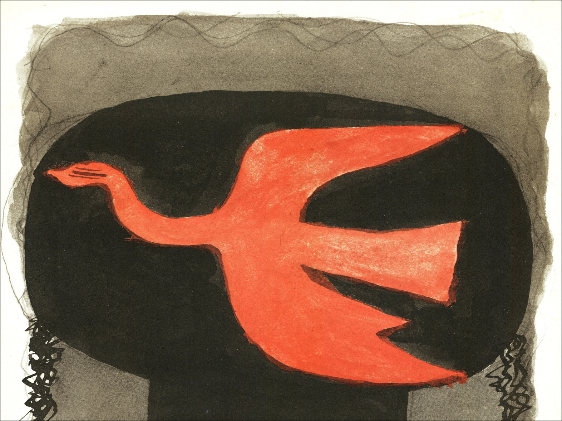 Georges Braque - Poster Uccelli rosso e nero, 1970