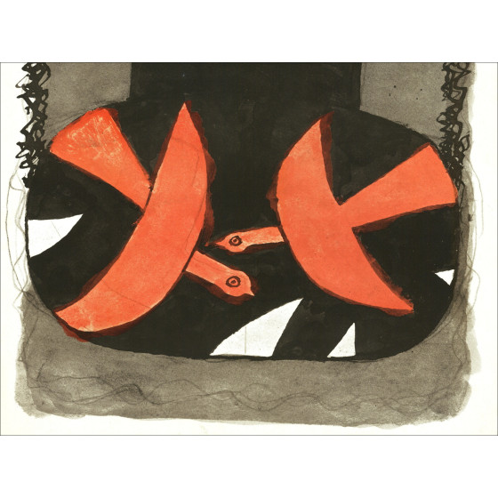 Georges Braque - Poster Uccelli rosso e nero, 1970