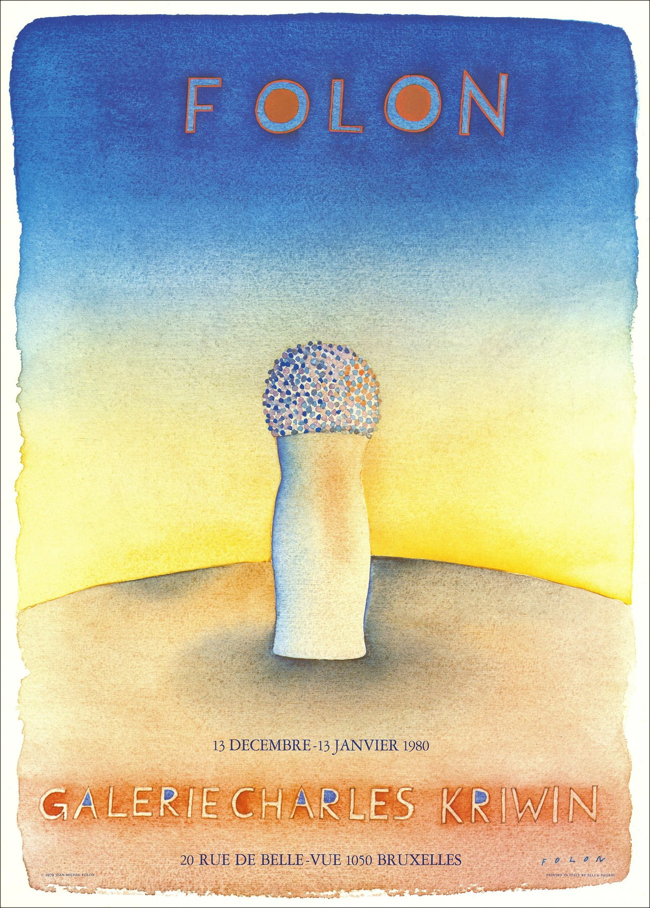Jean-Michel Folon - Kriwin Exhibition Poster, 1979