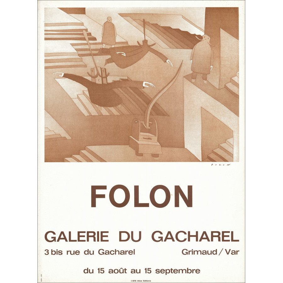 Jean-Michel Folon - Poster Exhibition Gacharel, 1978