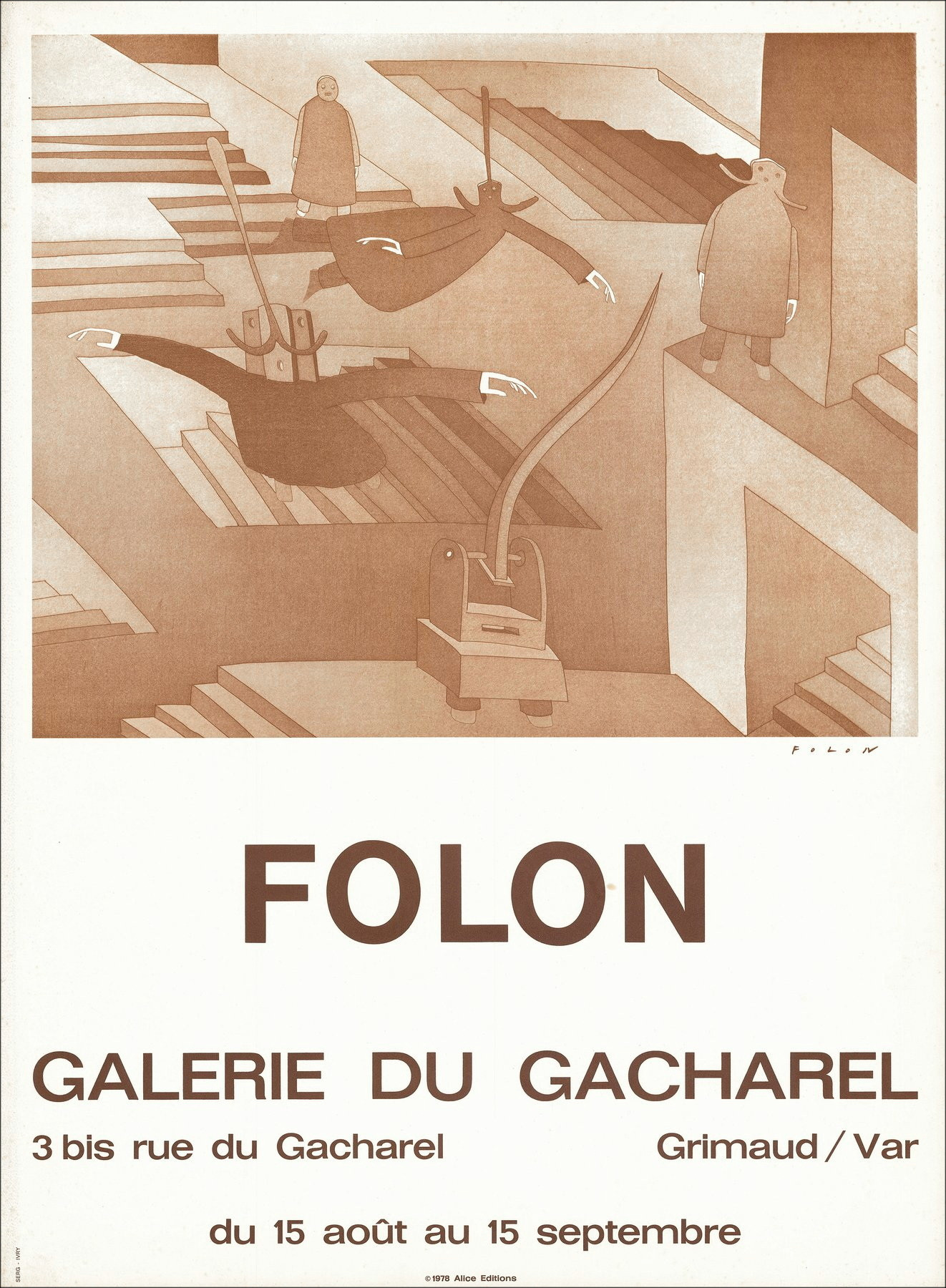 Jean-Michel Folon - Poster Exhibition Gacharel, 1978