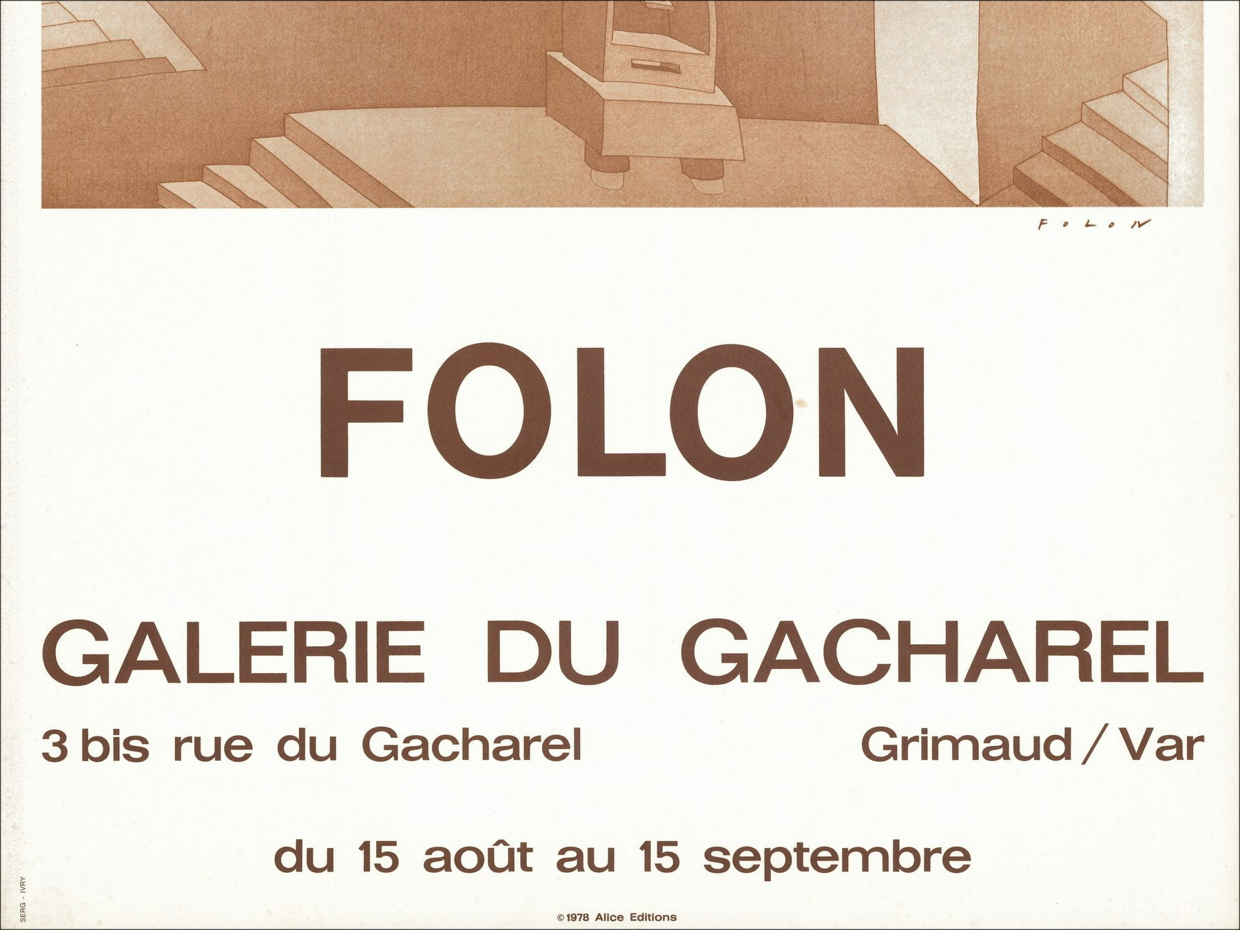 Jean-Michel Folon - Poster Exhibition Gacharel, 1978