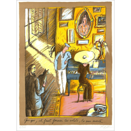 Maja - Lithographie der Pianist und die Mail