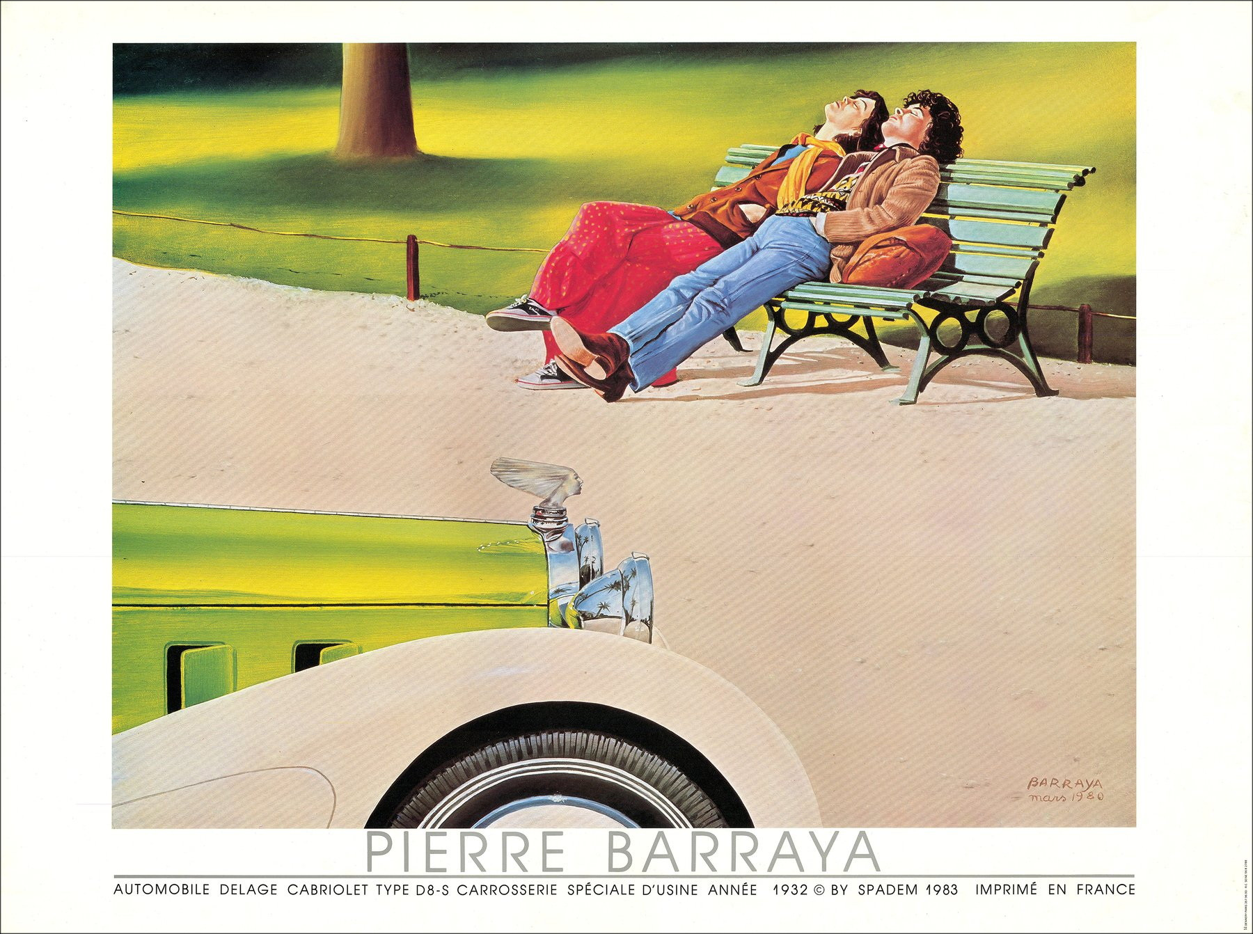 Pierre Barraya – Affiche Automobile Delage D8-S, 1980
