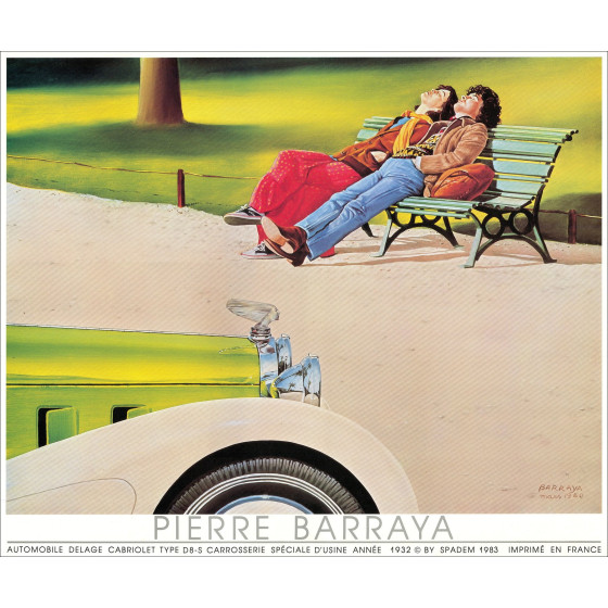 Pierre Barraya – Car Poster Delage D8-S, 1980