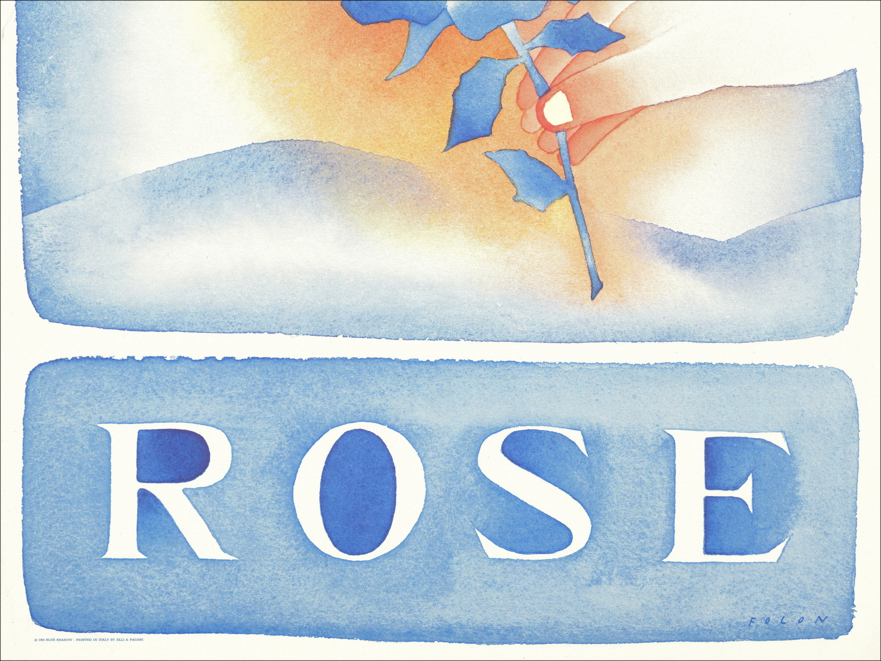 Jean-Michel Folon - Poster Bleue Rose, 1984