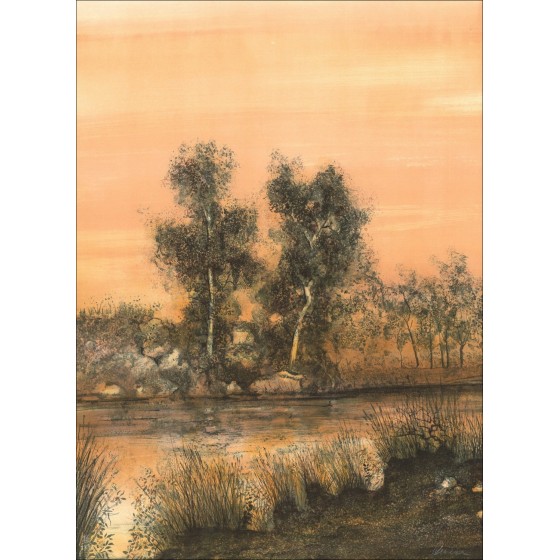 Antonio RIVERA - Litografia originale "Riva del fiume"