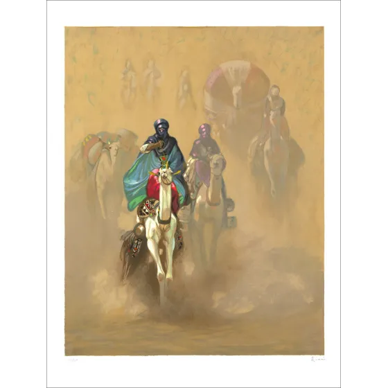 Hocine ZIANI - Lithographie Originale "La caravane" 80 x 60 cm