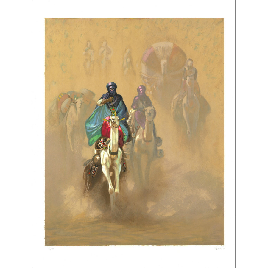Hocine Ziani - Litografia originale "The Caravan" 80 x 60 cm