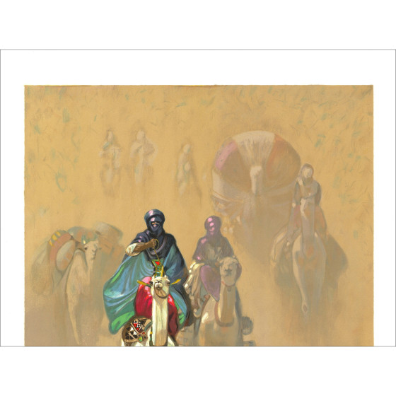 Hocine Ziani - Litografia originale "The Caravan" 80 x 60 cm