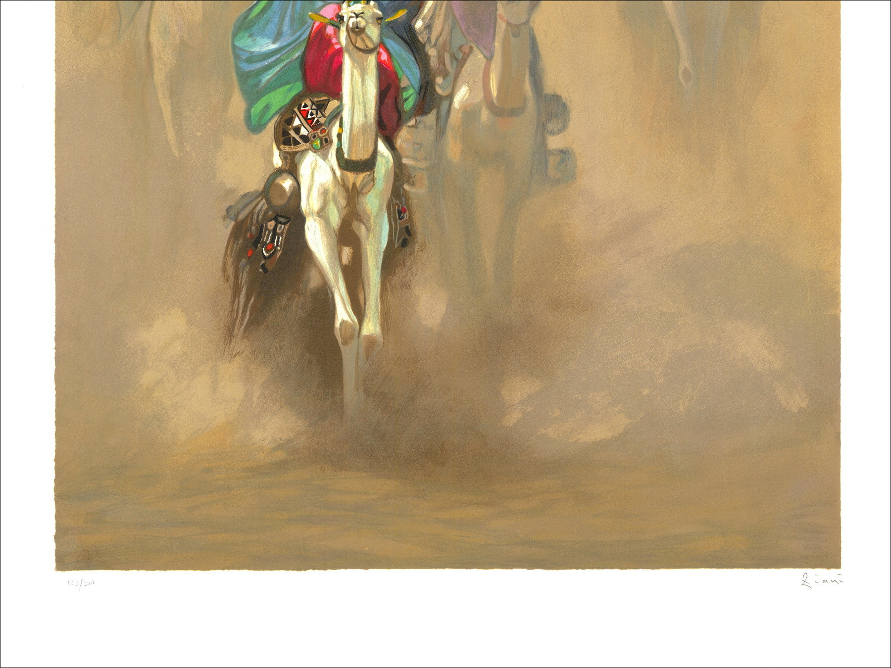 HOCINE ZIANI - Original-Lithographie "Der Caravan" 80 x 60 cm