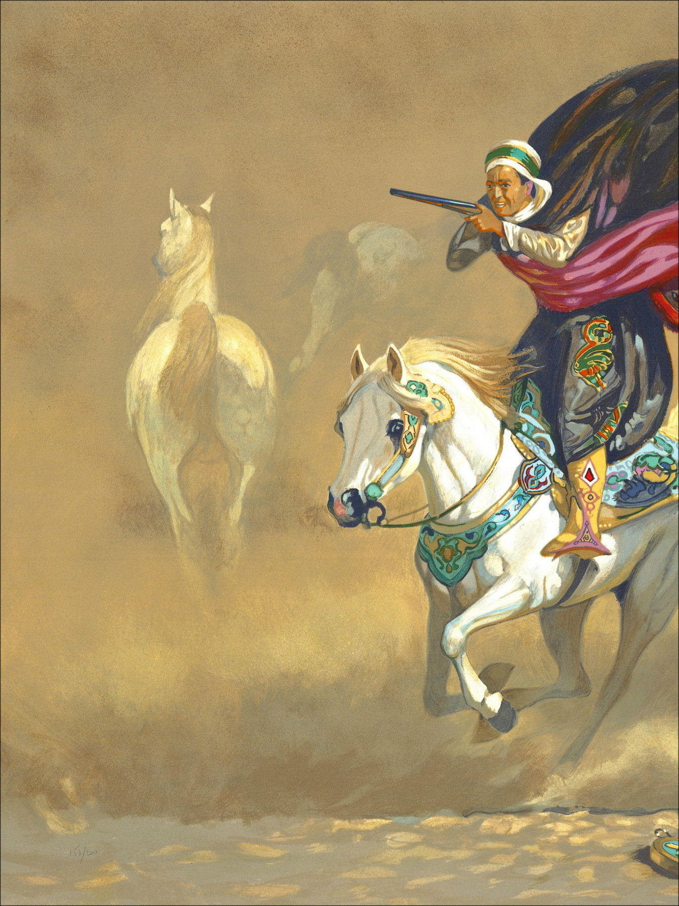 Hocine Ziani - Litografia originale "The Cavalcade" 60x80cm