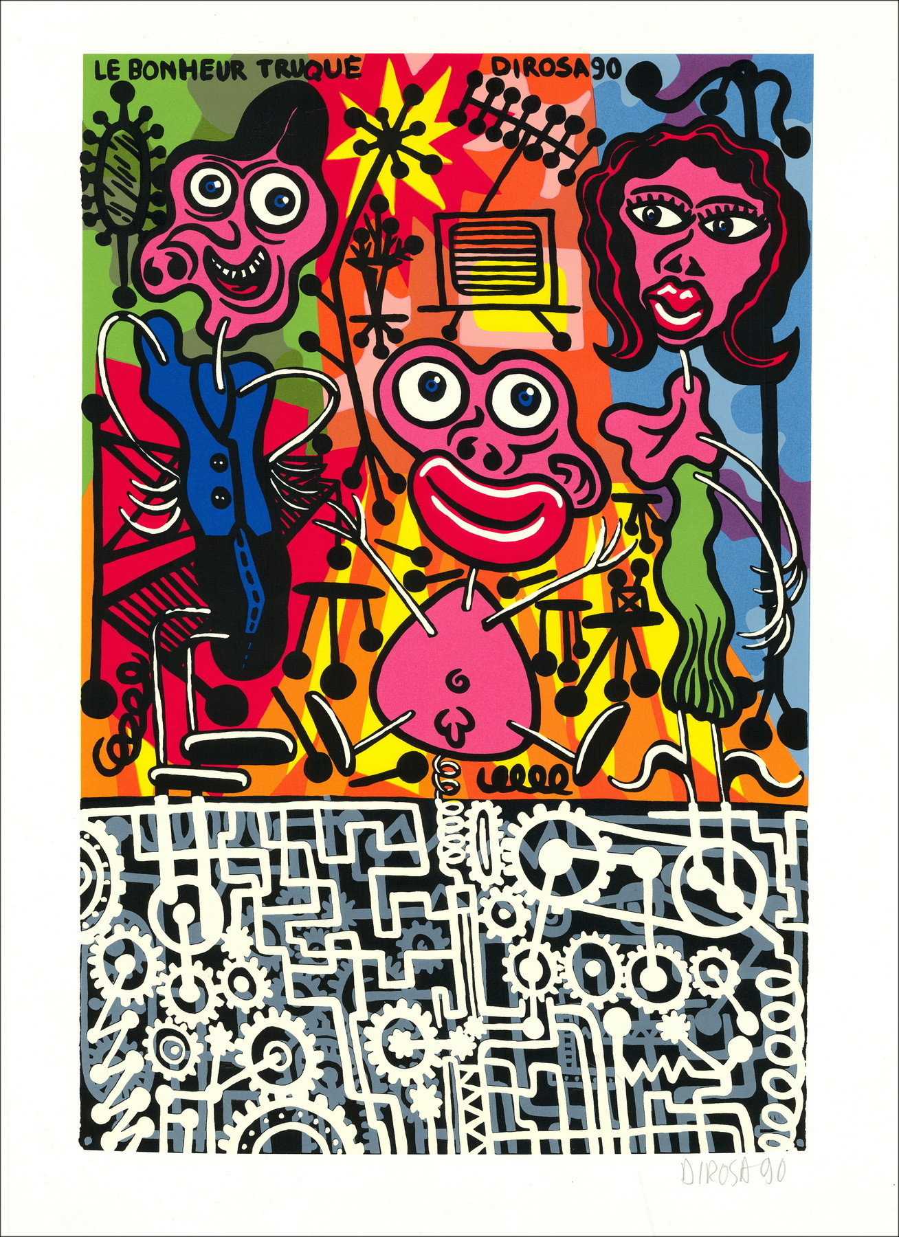Hervé Di Rosa – Sérigraphie Le Bonheur truqué, 1990