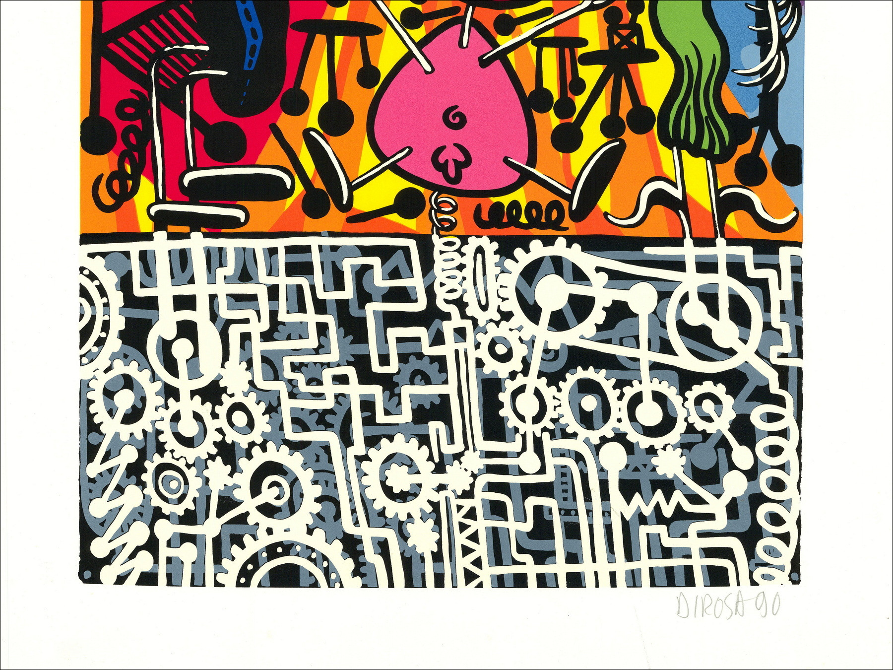 Hervé Di Rosa – Serigraphie Le Bonheur riqué, 1990