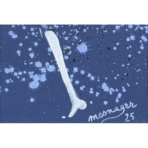 Jérôme Mesnager - Man in wit, vogels, schilderij op canvas