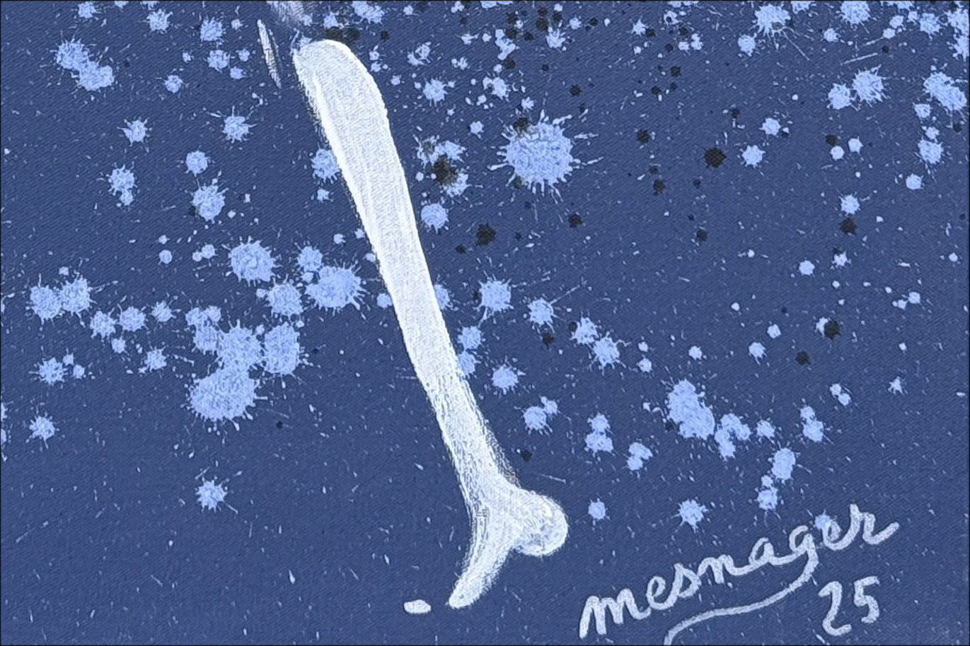 Jérôme Mesnager - Man in wit, vogels, schilderij op canvas