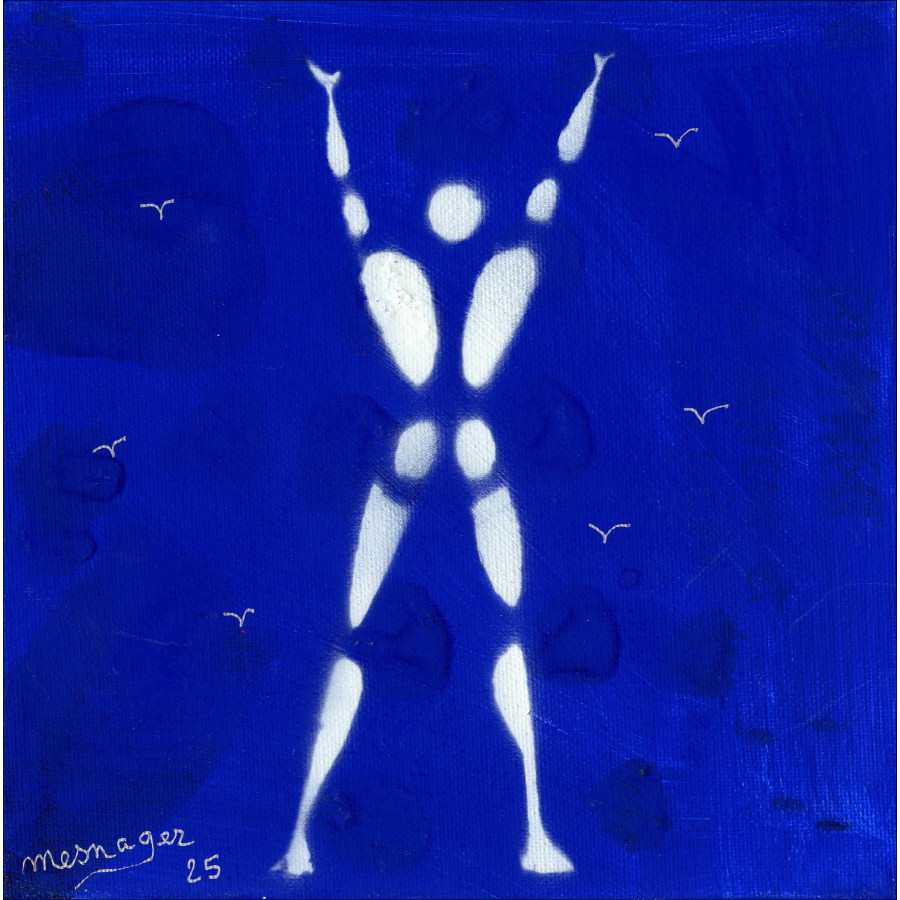 Jérôme Mesnager – Peinture L’Homme en blanc (bleu- 3) , 2025